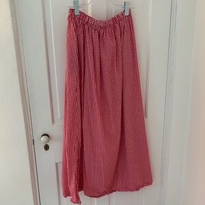 Elegant Red Checkered Maxi Skirt